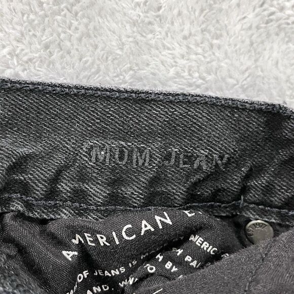 American Eagle Mom Jeans 4‎ Long Black Distressed Denim Womens - Picture 3 of 11